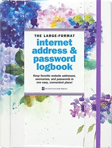 Hydrangeas Large-Format Internet Address & Password Logbook: Peter Pauper Press, Peter Pauper Press: 9781441323873: Books - Amazon.ca Password Book, Large Hydrangea, Password Organizer, Peter Pauper Press, Foil Highlights, Password Books, Remove Labels, Cover Band, File Organization