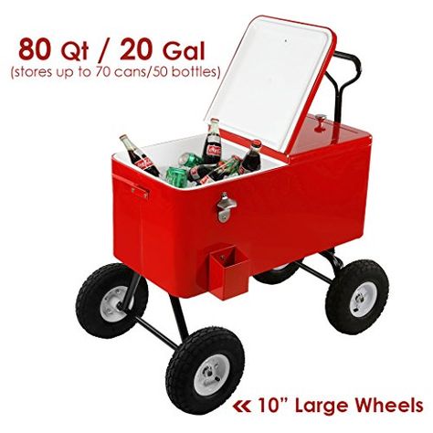 Cooler Cart, Rolling Cooler, Store Shelves Design, Drink Display, Cart On Wheels, Outdoor Cooler, Beach Patio, Outdoor Barbeque, Outdoor Park