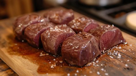 Maple Glazed Venison Tenderloin Recipe - Luscious Recipes Baked Venison Tenderloin Recipes, Maple Glazed Venison, Maple Glazed Venison Tenderloin, Venison Medallions Recipes, Venison Tenderloin Recipes Crockpot, Deer Loin Recipes, Ultimate Chili Recipe, Antelope Recipes, Venison Tenderloin Recipes