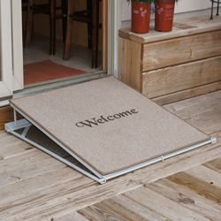 Welcome Mat Ramp - New Products Handicapped Ramp Ideas, Wheelchair Ramp Design, Outdoor Ramp, Rubber Ramp, Accessible House, Ramp Design, Access Ramp, Threshold Ramp, Accessible Bathroom