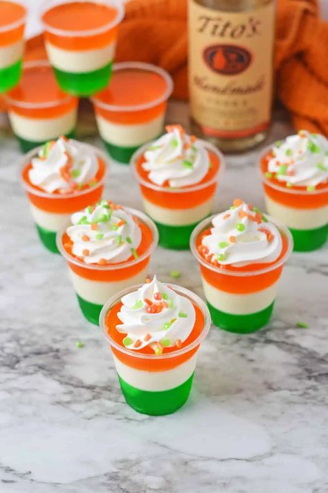 Flag Jello, Orange Jello Shots, White Party Foods, Blue Hawaiian Jello Shots, White Jello, Watermelon Jello Shots, Delicious Shots, Jello Shooters, Jello Shots Vodka