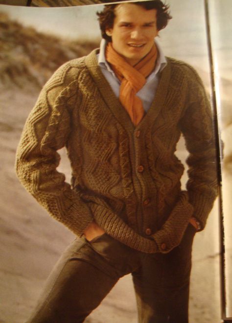 PDF Sweater Jacket Knit Aran Knit Men's Jacket 3 sizes PDF No.201227 Vintage by EunicesTickleTrunk on Etsy 1960s Men, Cable Cardigan Knitting Patterns, Bear Brand, Fashion Cardigan, Mens Knit, Cable Cardigan, Fisherman Sweater, Knit Men, Vintage Knitting Patterns