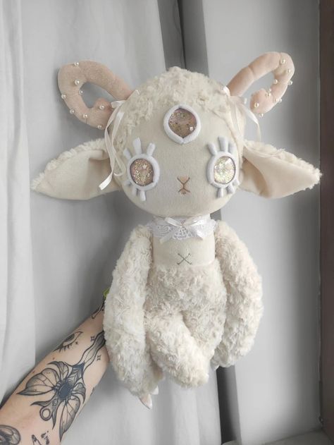 Made to Order Mystical Lamb Weighted Plush - Etsy Diy Stuffies, Lamb Plushie, Plush Ideas, Lamb Art, Lamb Stuffed Animal, Weighted Plush, Creepy Stuffed Animals, Sheep Plush, Diy Plush Dolls