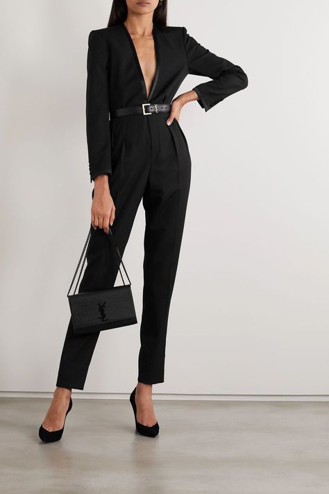 Business Jumpsuit, Saint Laurent Belt, Eden Moon, Saint Laurent Pumps, Boss Lady Outfit, Work Aesthetic, Sleek Jumpsuit, Moon Lee, Korea Girl