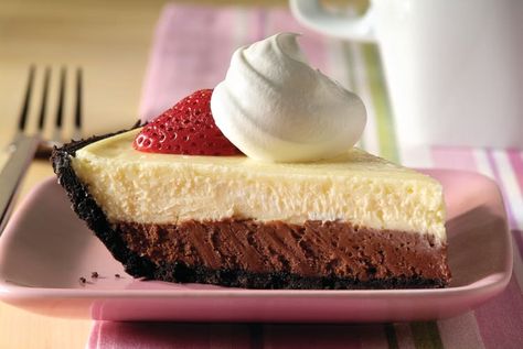 PHILADELPHIA 3-STEP Double-Chocolate Layer Cheesecake - Recipes - Kraft Heinz Layered Cheesecake, Double Chocolate Cheesecake, Layered Pumpkin Cheesecake, Layer Cheesecake, Chocolate Orange Cheesecake, Philadelphia Recipes, Coconut Dessert, Chocolate Cheesecake Recipes, Cheesecake Chocolate