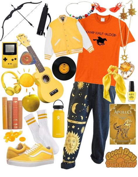 son of apollo Outfit | ShopLook Son Of Apollo Outfit, Apollo Outfit, Child Of Apollo Aesthetic, Child Of Apollo, Camp Half Blood Necklace, Son Of Apollo, Olivia Outfits, Sun Cartoon, Jeans Png