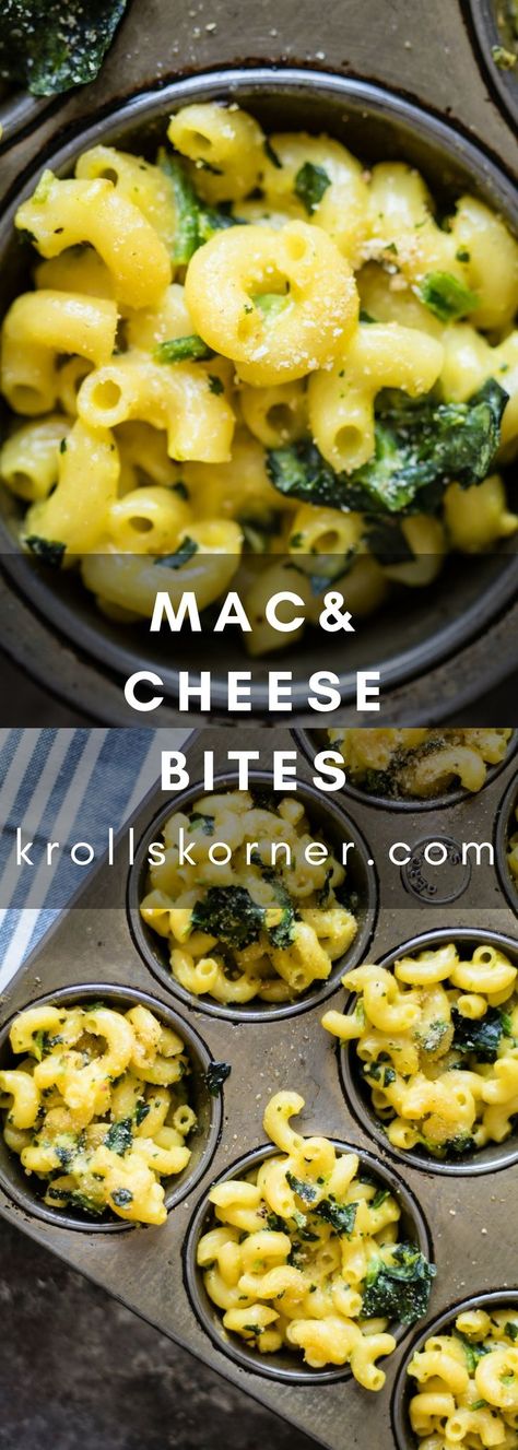 Individual Mac and Cheese Bites - not too cheesy but just the right amount! #macandcheese #yum #easy #krollskorner Individual Mac And Cheese, Spinach Cups, Mac Cheese Bites, Krolls Korner, Spinach Mac And Cheese, Rv Cooking, Mac And Cheese Cups, Cheese Cups, Mac And Cheese Bites