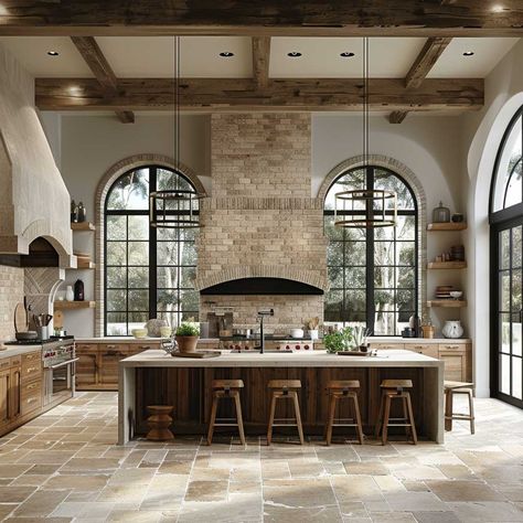 10+ Bespoke Best Kitchen Designs for a Refined Traditional Home • 333+ Art Images Architecture Kitchen Design, Interior Rustic Design Ideas, Luxury Home Kitchen Design, European Farmhouse Interior Design, Luxury Mountain Kitchen, Modern European Farmhouse Kitchen, Modern Ranch Style Homes Interior, Large Open Plan Kitchen Living Room, Natural Light Interior Design