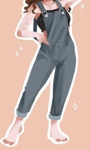 Onesie Character Design, Overalls Art Reference, Overalls Drawing Reference, Overalls Drawing, Overall Drawing, Suit Drawing, Overalls Outfits, Overall Outfit, Clothing Design Sketches