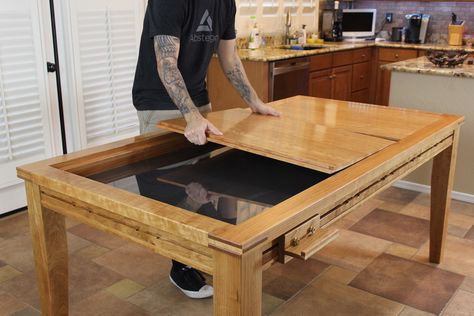 Octagon Poker Table, Gaming Table Diy, Outdoor Woodworking Plans, Table Woodworking, Puzzle Table, Wood Table Design, High Top Tables, Pub Table Sets, Gaming Table