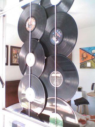 Vinyl Party Decorations, Record Backdrop, Decorating With Vinyl Records, Old Records Crafts, Hanging Records, Records Wall Decor, Vinyl Record Art Wall, Vinyl Record Wall Decor, Vinyl Records Diy