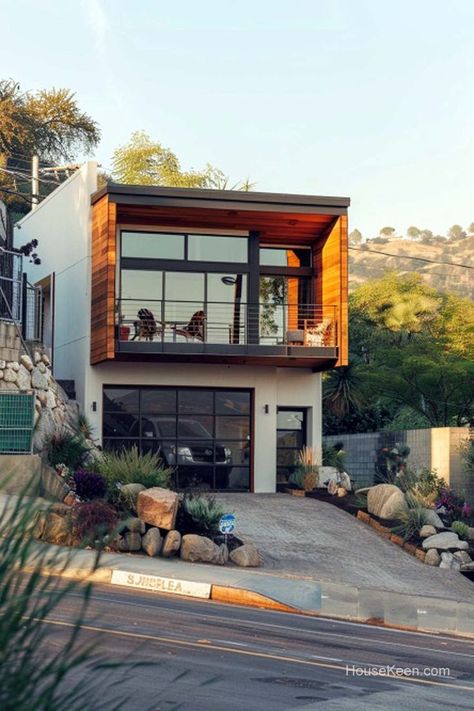 Home With Balcony, Two Story Tiny House, 2nd Floor Balcony, Spacious Balcony, Swedish Architecture, House With Balcony, Creative Architecture, Evening Sun, Tiny Cabins