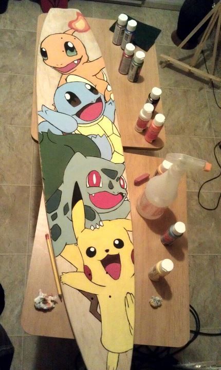 And.. custom Pokemon deck. Makes me want to paint mine. Painting My Skateboard, Skate Deck Painting, Custom Painted Skateboard, Pokemon Skateboard, Pokemon Deck, Custom Skateboard Decks, Deck Design Skateboard, Pokemon Skateboard Deck, Custom Skateboards