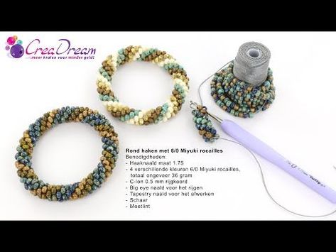 YouTube: Haken met kralen - CreaDream Blog Bracelet Crochet, Crochet Beaded Bracelets, Diy Jewlery, Beaded Bracelets Tutorial, Bead Crochet Rope, Crochet Rope, Beaded Rope, Beadwork Patterns, Crochet Bracelet