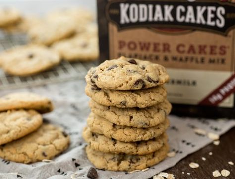 Chocolate Chip Cookies ~ Kodiak Cakes Kodiak Cakes Chocolate Chip Cookies, Kodiak Mix Cookies, Kodiak Chocolate Chip Cookies, Kodak Cakes Recipes, Kodiak Pancake Mix Cookies, Kodiak Dessert Recipes, Kodiak Chocolate Chip Muffins, Kodiak Cakes Cookies, Kodiak Cookies Chocolate Chips