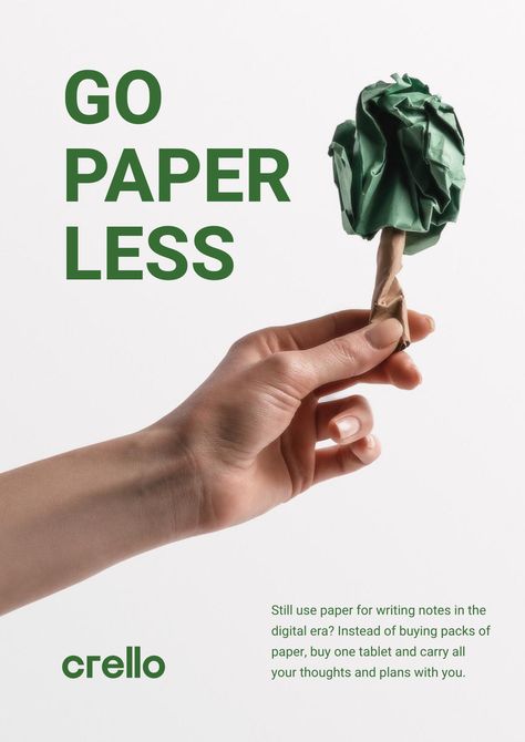 Go paperless, go eco with Crello Publicidad Creativa, Campaign Posters, Paper Tree, Eco Design, Creative Ads, Ads Creative, Creative Advertising, Design Graphique, Advertising Design