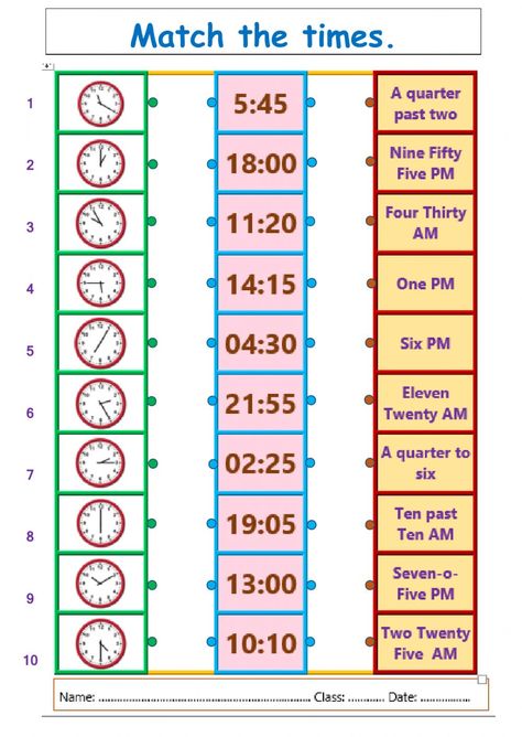 The hours interactive and downloadable worksheet. Check your answers online or send them to your teacher. Telling Time Activities, English Exercises, Time Worksheets, Learning English For Kids, English Worksheets For Kids, English Language Teaching, English Lessons For Kids, English As A Second Language, The Hours