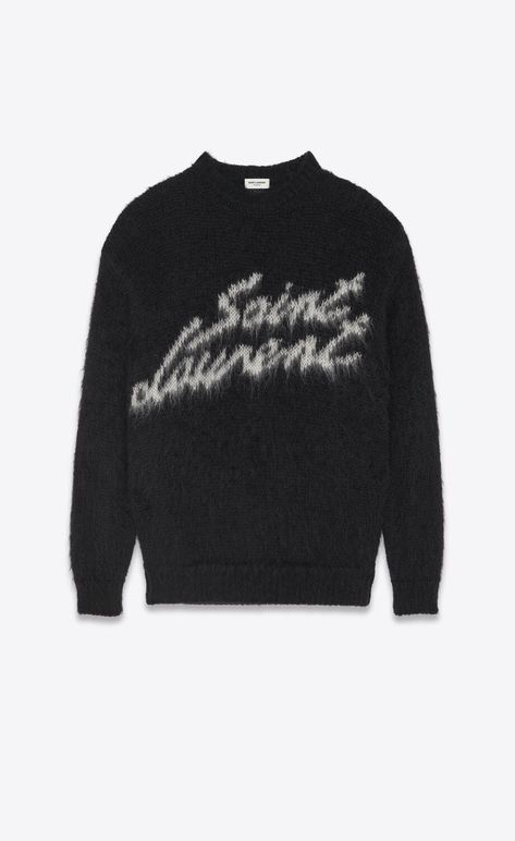 90s Saint Laurent sweater in mohair | Saint Laurent | YSL.com Knitwear Sweater, Sweater For Men, Kinds Of Fabric, Mohair Wool, Logo Designer, Mohair Sweater, Sweater Making, Looks Style, Knit Jumper