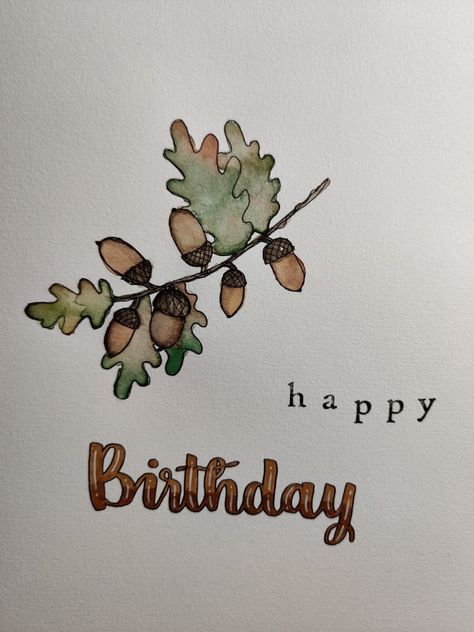 DIY Fall Birthday Card *Oak and Acorns* Watercolor✨🍂 Fall Birthday Card Ideas, Fall Birthday Cards, Fall Birthday Card, Forest Birthday, Card Inspo, Homemade Birthday Cards, Birthday Cards For Mom, Vintage Thanksgiving, Bday Cards