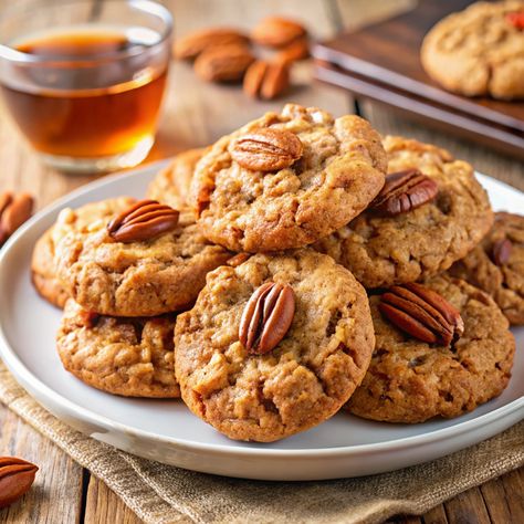 Maple Pecan Oatmeal Cookies Maple Pecan Oatmeal Cookies, Maple Pecan Oatmeal, Pecan Oatmeal Cookies, Pecan Oatmeal, Pecan Cookies, Maple Pecan, Oatmeal Bars, Toasted Pecans, Whole Wheat Flour