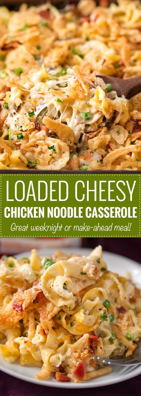 Cheesy Chicken Noodle Casserole, Chicken Noodle Casserole Recipe, Loaded Chicken, Noodle Casserole Recipes, Resep Pasta, Chicken Noodle Casserole, Breakfast And Brunch, Pasta Primavera, Noodle Casserole