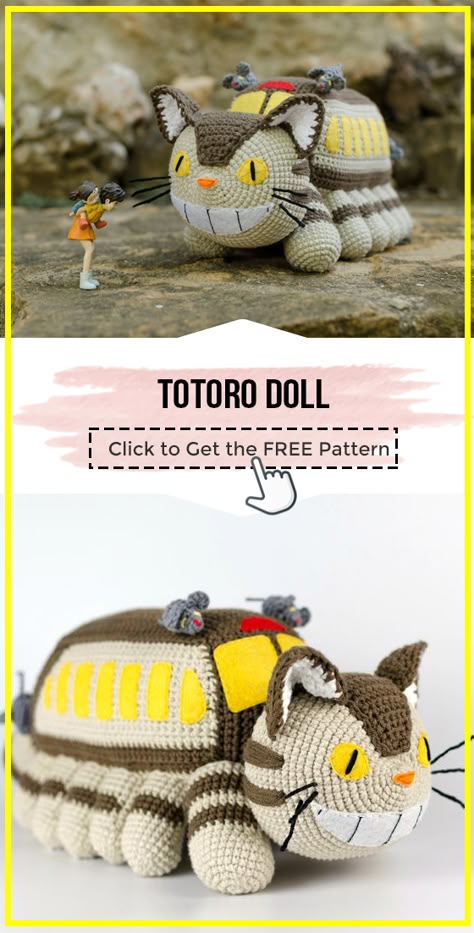 Anime Free Crochet Pattern, Totoro Amigurumi Free Pattern, Appa Crochet Pattern Free, Free Anime Crochet Patterns, Totoro Crochet Pattern Free, Studio Ghibli Crochet Pattern, Free Crochet Patterns Toys, Ghibli Crochet Pattern, Cat Amigurumi Free Pattern