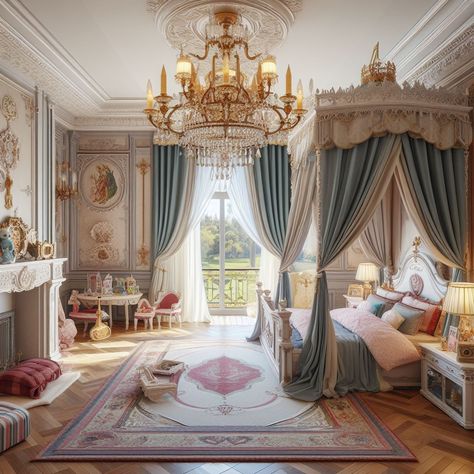 Castle Guest Bedroom, Royal Vintage Bedroom, Grand Bedroom Luxury, Princess Dorm Room, Princess Room Royal, Royal Bedroom Princesses, Castle Bedrooms, Palace Bedroom, Palace Room