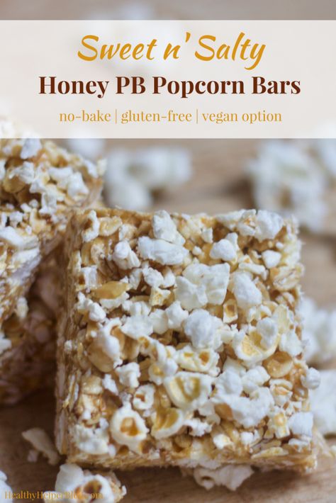 Honey Peanut Butter, Peanut Butter Popcorn, Bars Healthy, Salty Popcorn, Butter Popcorn, Popcorn Bar, Peanut Butter Honey, No Bake Snacks, Salty Snacks