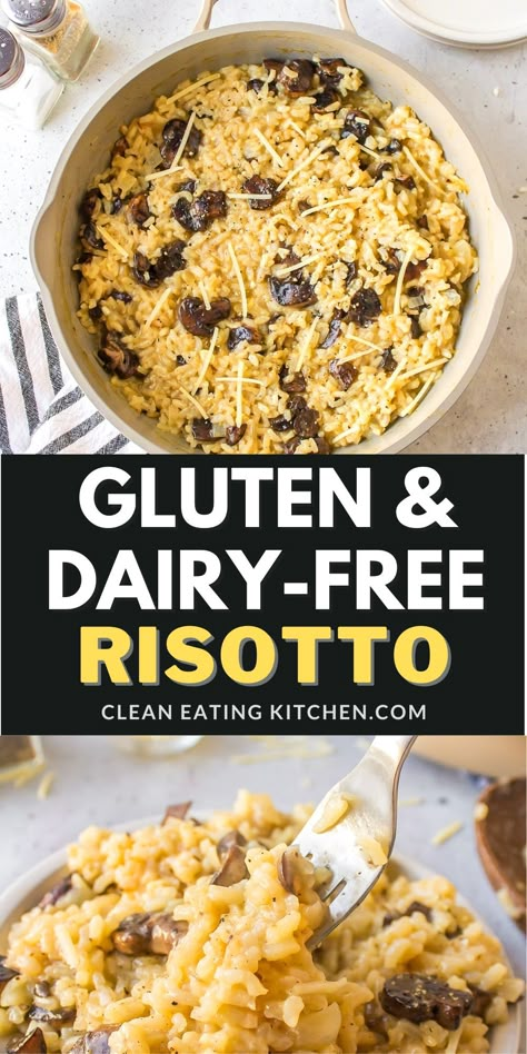 This Gluten-Free Risotto recipe is made creamy and delicious. It is an easy main dish or side dish that can also be made dairy-free for restricted diets. I've included step-by-step pictures so you can make it perfectly even if you've never made risotto before. When you want a vegan dish or a gluten-free rice dish, try this easy dinner recipe. Rissoto Recipes Dairy Free, Gluten Free Rice Recipes Side Dishes, Gluten Free Rice Side Dishes, Vegan Risotto Recipes, Gluten Free Rice Dishes, Dairy Free Risotto, Dairy Free Side Dishes, Dairy Free Dinner Ideas, Refreshing Spring Recipes