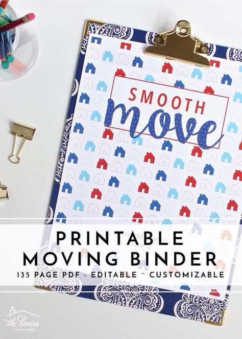 Get ready to organize every detail of your next move with this amazing, comprehensive Printable Moving Binder! It's editable, customizable, and includes everything you need for your best move ever! Moving Checklist Printable, Moving Binder, Moving Printables, Pcs Binder, Binder Printables Free, Moving Planner, Moving House Tips, Organizing For A Move, Binder Printables