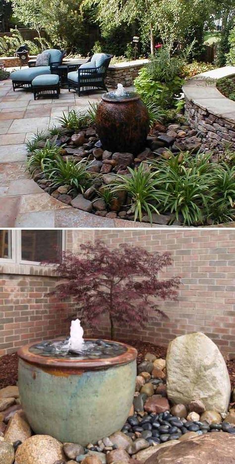 Large Yard Landscaping, Pondless Water Features, Taman Air, Water Features In The Garden, Yard Design, Garden Fountains, Beautiful Backyards, Landscaping With Rocks, Water Feature