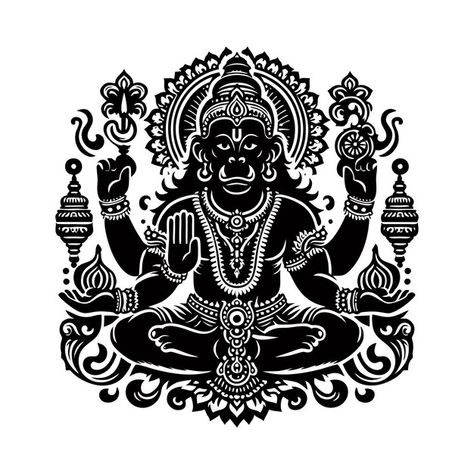 A black and white drawing of a god with ... | Premium Vector #Freepik #vector #hindu-god #vinayaka #nataraja #morya Hanuman Illustration, India Illustration, Bike Workshop, Chinese Symbol Tattoos, Illustration Black And White, White Drawing, Symbol Tattoos, Chinese Symbols, Technology Icon