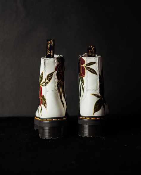 An elegant upgrade to a pair of white Jadon Dr Martens, red and gold roses cover this style, bringing a regal aesthetic

#botanicalart #darkcottagecore #customized #darkacademia #gothicwedding #regencycore #alternativefashion White Jadon, Jadon Dr Martens, Regal Aesthetic, Gold Roses, Gothic Wedding, The Gold, Red And Gold, Dr. Martens, Alternative Fashion