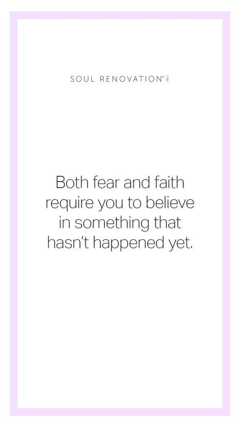 Both fear and faith require you to believe in something that hasn't happend yet. - Soul Renovation - Check out my free checklists for a better life- https://soul-renovation.mykajabi.com/freebies How To Believe, Vision Board Quotes, Stop Making Excuses, Miracle Morning, Board Quotes, Free Checklist, Personal Success, Making Excuses, No Game No Life