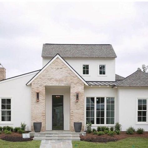 2,810 Likes, 44 Comments - Studio McGee (@studiomcgee) on Instagram: “#thesunday7 is on the blog and I’m talking about how choosing the direction for our exterior…” Exterior House Brick, House Brick, House Cladding, Stucco Exterior, Exterior Paint Colors For House, Modern Farmhouse Exterior, Exterior Stone, Painted Brick, Farmhouse Exterior