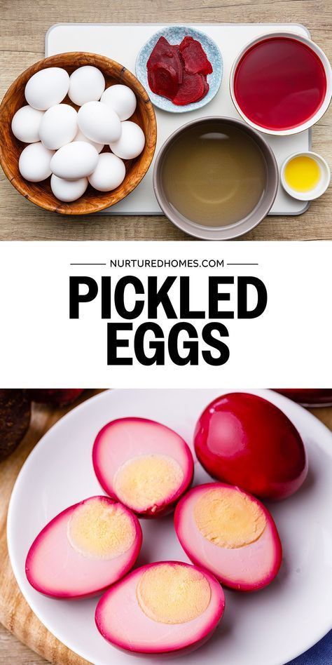 This easy beet juice pickled eggs recipe uses only 5 ingredients! Beets, eggs, vinegar, water and salt. They're so addictive & beautiful. Pickled Red Beet Eggs Recipe, Easy Pickled Eggs, Red Beet Eggs Recipe, Beet Pickled Eggs, Red Beet Eggs, Beet Eggs, Pickled Quail Eggs, Pickled Eggs Recipe, Pickle Recipes