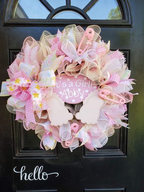 Baby Boy Wreath, Victorian Wreath, Pink Christmas Wreath, Baby Wreath, Pink Wreath, Tree Topper Bow, Mardi Gras Decorations, Baby Announcements, Fat Tuesday