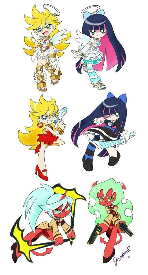 Panty And Stocking Art Style, Stocking Anarchy, Panty And Stocking With Garterbelt, Panty And Stocking Anime, Panty Stocking, Panty And Stocking, Sketchbook Art Inspiration, Cartoon Art Styles, Magical Girl