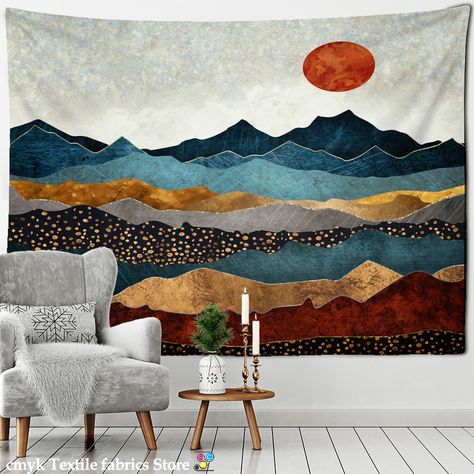 Abstract Mountains Oil Painting Tapestry Wall Hanging Boho Psychedelic Witchcraft Aesthetics Room Aesthetics Room Decor, Paint Carpet, Abstract Mountains, Painting Carpet, Tape Painting, Wall Hanging Boho, Tapestry Wall, Rooms Home Decor, Tapestry Wall Hanging