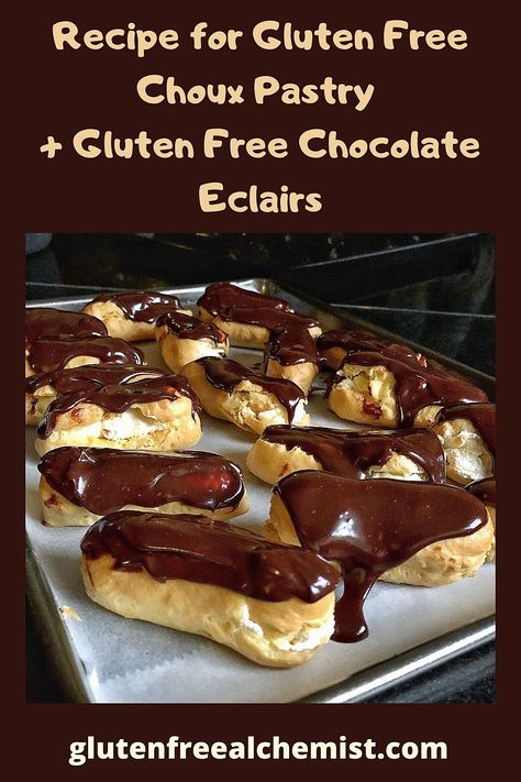 Gluten Free Choux Pastry, Chocolate Eclairs, Dark Chocolate Ganache, Chocolate Eclair, Best Gluten Free, Gluten Free Flour Blend, Choux Pastry, Gf Desserts, Gluten Free Sweets