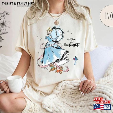 Cinderella Meet Me At Midnight Shirt Princess Unisex T-Shirt Check more at https://tshirtfamilygift.com/product/cinderella-meet-me-at-midnight-shirt-princess-unisex-t-shirt/ Cinderella Shirt Vinyl, Cinderella Shirts For Disney, Magical Disney Shirt, Disney Princesses Tshirt, Cinderella Tshirt, Cinderella Shirt, Meet Me At Midnight, Cinderella Mice, Movie Tees