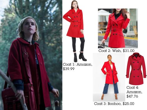 Sabrina Spellman Dress for Less - More Red Coat Options Sabrina Spellman Style, October Country, Chilling Adventures Of Sabrina, Kiernan Shipka, Sabrina Spellman, Red Coat, Shop The Look, Wool Coat, Red Leather Jacket