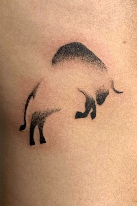 Small Bull Tattoos, Taurus Tattoo Men, Bull Tattoo Ideas, Bull Tattoo Feminine, Taurus Tattoo Ideas, Taurus Symbol Tattoo, Ox Tattoo, Stippling Tattoo, Taurus Bull Tattoos