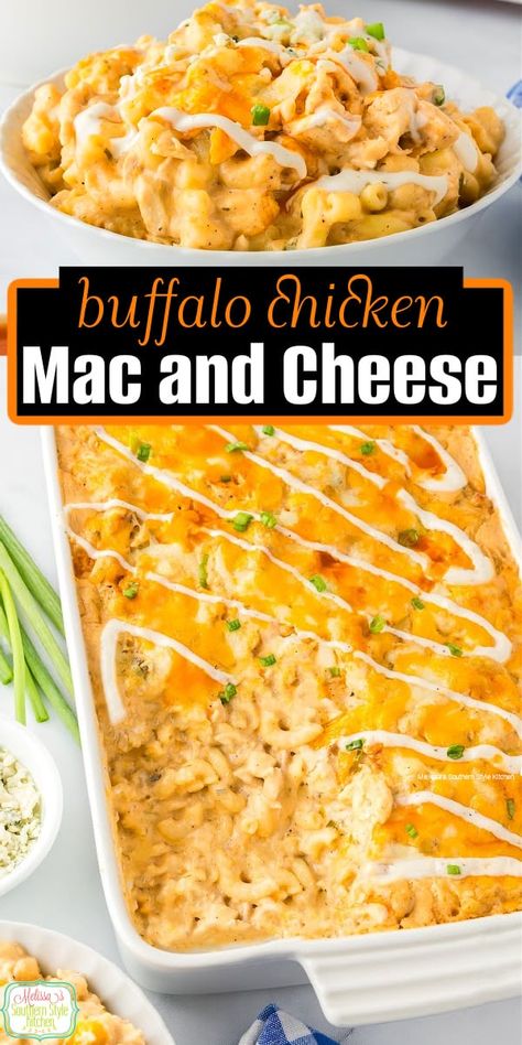 Buffalo Chicken Man And Cheese, Buffalo Chicken Mac And Cheese Velveeta, Buffalo Wild Wings Mac And Cheese Recipe, Mac N Cheese Chicken, Buffalo Chicken Mac And Cheese Baked, Buffalo Chicken Casserole Recipes, Buffalo Chicken Meals, Buffalo Mac And Cheese Recipe, Buffalo Chicken Macaroni And Cheese