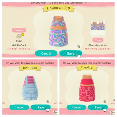 Acnh Outfit Code Summer, Animal Crossing Design Codes Clothes Summer, Acnh Beach Clothes, Animal Crossing Summer Clothes, Acnh Summer Outfits, Acnh Pool, Acnh Spring, Bead Business, Gaming Aesthetic