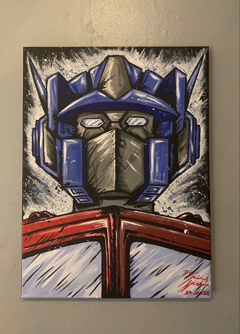 Transformers Painting Canvas, Optimus Prime Painting, Transformers Painting, Spiderman Painting, Optimus Prime Art, Beauty And Beast Wedding, Transformers Optimus, Transformers Optimus Prime, Cute Canvas Paintings