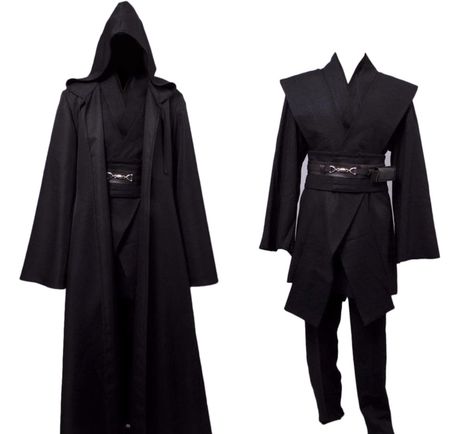 Star Wars Dark Jedi, Black Jedi, Grandma Costume, Dark Jedi, Pikachu Funny, Jedi Robe, School Costume, Pirate Accessories, Black Cloak