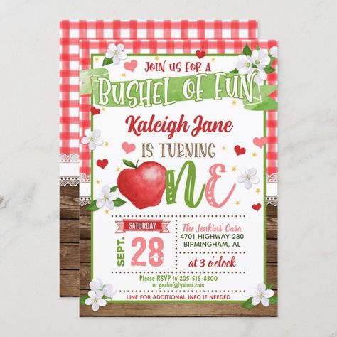 Apple First Birthday, Apple Birthday, Apple Spice, First Birthday Invitations, Kids Nursery Decor, Free Birthday Invitations, Kids Stationery, Free Birthday Invitation Templates, Free Birthday Stuff