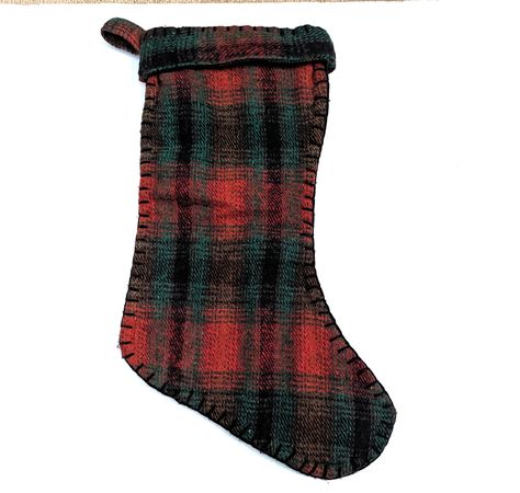 Red and Green Plaid Wool Vintage Christmas Stocking Handmade 1970's Calico Dress, Vintage Christmas Stockings, Original Dolls, Wool Thread, Winter Hats For Women, Pyrex Vintage, Wool Plaid, Green Plaid, Tartan Plaid