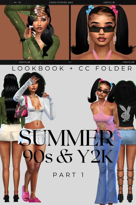 Y2k Lookbook, Sims 4 Y2k, Urban Hairstyles, Sims 4 Tsr, Cc Folder, Sims 4 Family, 5 Outfits, Play Sims 4, Y2k Hairstyles